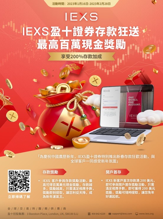 最豪新春活动！IEXS盈十证券狂送最高百万现金奖励